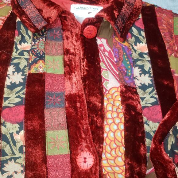 Coldwater Creek Red Paisley Blazer Plus Size 1X Vintage Boho Festival Heritage - Picture 9 of 11